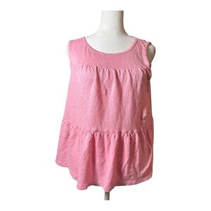 J.Crew Pink Tiered Tank Top Sleeveless Peplum Style Medium Summer
